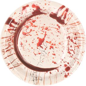 Thema feest papieren bordjes bloederige print 6x stuks - Halloween tafeldecoratie/wegwerp servies