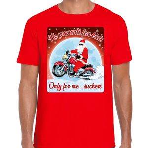 Fout Kerstshirt / t-shirt - No presents for kids only for me suckers -  motorliefhebber / motorrijder / motor fan rood voor heren - kerstkleding / kerst outfit