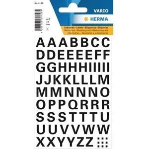 4x velletjes letters stickers zwart 10mm 65x stuks per vel - A t/m Z stickervellen - Hobby kantoor artikelen