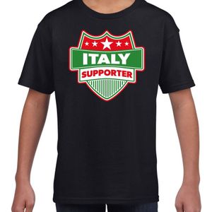 Italy supporter schild t-shirt zwart voor kinderen - Italie landen shirt / kleding - EK / WK / Olympische spelen outfit