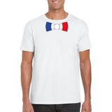 Wit t-shirt met Franse vlag strikje heren - Frankrijk supporter