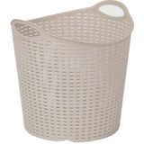 Plasticforte Gevlochten wasmand/opbergmand - 2x - flexibel - beige - 27 liter - rond - kunststof - 40 x 37 cm