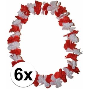 6 Hawaii kransen rood en wit