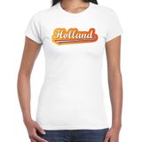 Wit fan t-shirt voor dames - Holland met Nederlandse wimpel - Nederland supporter - EK/ WK shirt / outfit
