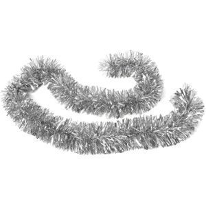 Kerstboom folie slingers/lametta guirlandes van 180 x 12 cm in de kleur glitter zilver - Extra brede slinger