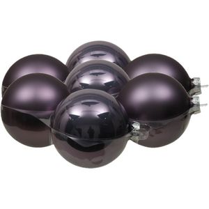 8x stuks kerstversiering kerstballen lila paars van glas - 10 cm - mat/glans - Kerstboomversiering