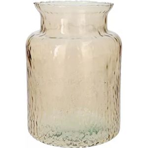 Bloemenvaas Base - beige transparant glas - D19 x H25 cm - decoratieve vaas - bloemen/takken