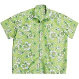 Hawaii blouse groen met witte bloemen