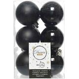 72x Zwarte kunststof kerstballen 6 cm - Mat/glans - Onbreekbare plastic kerstballen - Kerstboomversiering zwart