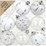 Inge Christmas Goodz luxe kerstballen- 18x - 6 cm -kunststof -zilver/wit