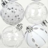 Inge Christmas Goodz luxe kerstballen- 18x - 6 cm -kunststof -zilver/wit