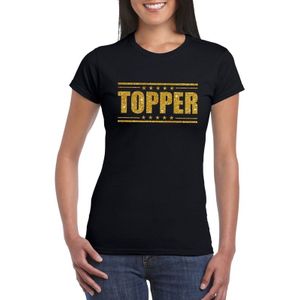 Toppers in concert Zwart Topper shirt in gouden glitter letters dames - Toppers dresscode kleding