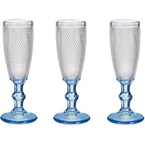 Vivalto - Luxe Champagneglazen Monaco serie set 6x blauwe voet 180 ml