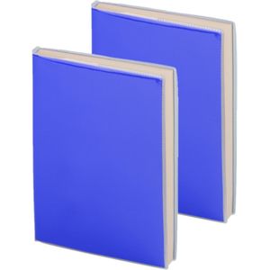 Pakket van 4x stuks notitieblokje blauw met zachte kaft en plastic hoes 10 x 13 cm - 100x blanco paginas - opschrijfboekjes