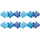 Set van 2x stuks papieren thema feest slingers met blauwe vissen 3 meter - Feestartikelen/versieringen