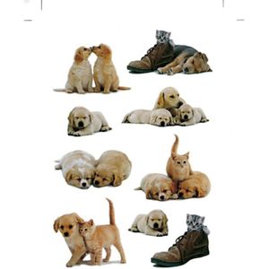 81x Honden/puppy dieren stickers met katten/poezen - kinderstickers - stickervellen - knutselspullen