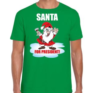 Santa for president Kerstshirt / Kerst t-shirt groen voor heren - Kerstkleding / Christmas outfit