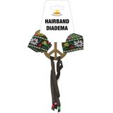 Atosa Verkleed haarband peace teken - 4x - groen - meisjes/dames - Hippie/flower Power