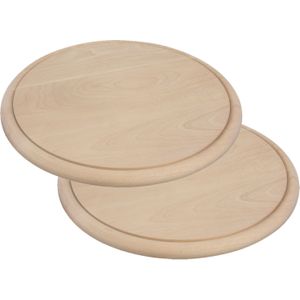Set van 4x stuks ronde houten ham ontbijt planken / broodplank / serveer plank 25 cm - brood snijden / serveren - serveerplankjes