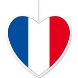 Hangdecoratie hartje vlag Frankrijk 28 cm - Franse vlag EK/WK landen versiering - Van karton