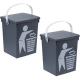 2x stuks grijze vuilnisbakken/afvalbakken 5 liter - Prullenbakken/vuilnisbakken/afvalbakken