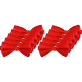 10x Rode verkleed vlinderstrikjes 12 cm voor dames/heren - Rood thema verkleedaccessoires/feestartikelen - Vlinderstrikken/vlinderdassen met elastieken sluiting