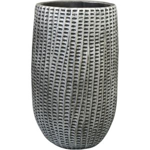 Ter Steege Bloempot/plantenpot hoog model - binnen - zwart/metaal look - D15/H24 cm - cement