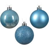 Decoris Kerstballen - 37x - 6 cm - kunststof - ijs blauw