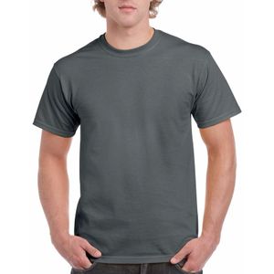 Set van 2x stuks antraciet grijs katoenen shirt voor volwassenen, maat: XL (42/54)