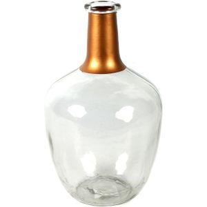 Countryfield Bloemenvaas Firm Big Bottle - helder transparant/koper - glas - D15 x H25 cm