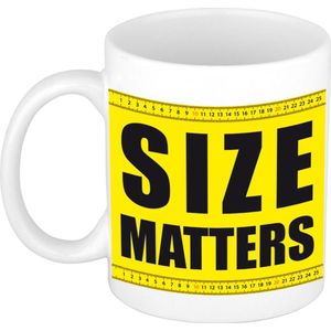 Size matters mok wit - 300 ml - cadeau mok / beker