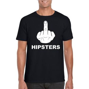 Fuck hipsters t-shirt zwart - heren - katoen