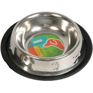 Honden voederbak of drinkbak 250ml RVS met relief