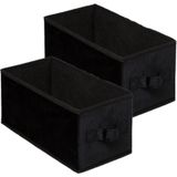 Set van 4x stuks opbergmand/kastmand 7 liter zwart polyester 31 x 15 x 15 cm - Opbergboxen - Vakkenkast manden