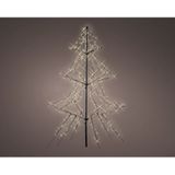 Verlichte figuren zwarte lichtboom/metalen boom/kerstboom met 420 led lichtjes 200 cm  - Kerstversiering/kerstdecoratie