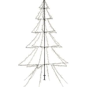 Verlichte figuren zwarte lichtboom/metalen boom/kerstboom met 420 led lichtjes 200 cm  - Kerstversiering/kerstdecoratie