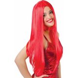Fiestas Guirca Verkleed pruik lang haar - rood - voor dames - one size