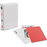 2x stuks Speelkaarthouders - inclusief 54 speelkaarten rood geruit - hout - 35 cm - kaarthouders