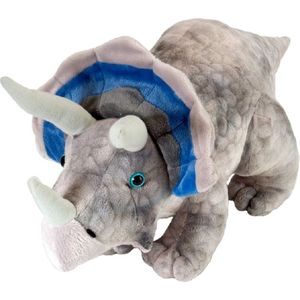 Pluche dinosaurus Triceratops knuffel grijs 25 cm -  Dinosaurus prehistorische dieren knuffels - Speelgoed