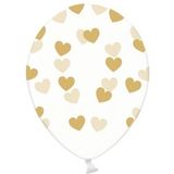 24x Transparante ballonnen met hartjes goud
