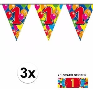 3x vlaggenlijn 1 jaar met gratis sticker