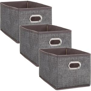 Set van 3x stuks opbergmand/kastmand 7 liter bruin linnen 31 x 15 x 15 cm - Opbergboxen - Vakkenkast manden