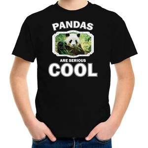 Dieren pandaberen t-shirt zwart kinderen - pandas are serious cool shirt  jongens/ meisjes - cadeau shirt panda/ pandaberen liefhebber - kinderkleding / kleding