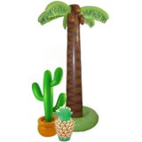 Set van 3x stuks - Tropische/Hawaii feestversiering opblaasbaar palmboom/cactus/ananas - Voor fun en thema party