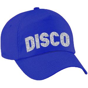 Bellatio Decorations Disco verkleed pet/cap voor volwassenen - zilver glitter - unisex - blauw