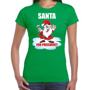 Santa for president Kerstshirt / Kerst t-shirt groen voor dames - Kerstkleding / Christmas outfit