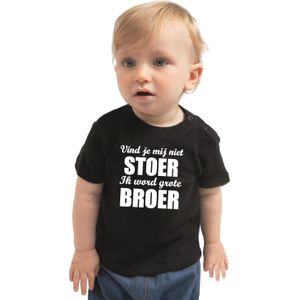 Stoer grote broer cadeau t-shirt zwart voor baby / kinderen - Aankodiging zwangerschap grote broer