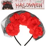 Halloween/horror verkleed diadeem/tiara/bloemenkrans - zombie/heks/lady - kunststof - dames/meisjes