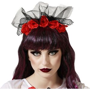 Halloween/horror verkleed diadeem/tiara/bloemenkrans - zombie/heks/lady - kunststof - dames/meisjes