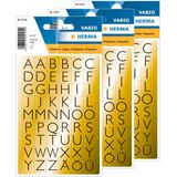 Stickervelletjes met 648x stuks alfabet plak letters A tot Z zwart/goud 13x12 mm